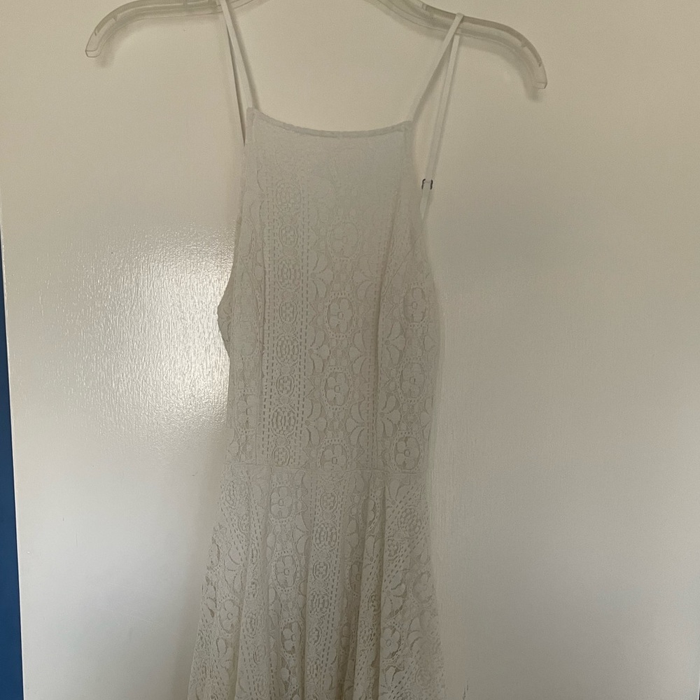 Lace crisscross back skater dress